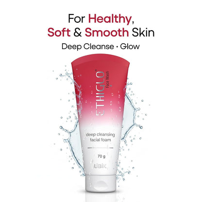 Ethiglo Deep Cleansing Facial Foam Face Wash for Healthy, Soft and Smooth Skin | Suitable for All Skin Types | Pack of 1 (70ml)
