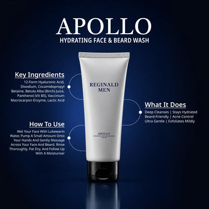 Reginald Men ADONIS - Male Skin Care (Solved) Kit - Daily Use & Gift | Sunscreen (SPF 50+) 50g, Barrier Repair Moisturizer 50g, Face & Beard Wash 100g + Serum 30ml, Lip Lightening Balm SPF 30+
