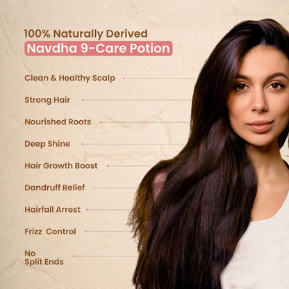 Nat Habit Hibiscus Navdha Shampoo & Conditioner Combo with Reetha, Amla & Castor for Women & Men Dry & Frizzy Hair | Hair Growth & Hair Fall, 72 Hr Frizz Control, Long & Shiny Hair | Sulphate-Free