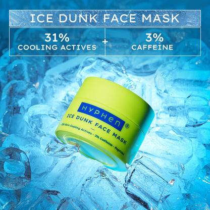 Hyphen Ice Dunk Instant Cooling Face Mask with 31% Skin Cooling Actives | 3% Caffeine - Instant Depuff, Tightening & Pore Reduction | Winter Face Care Routine | Collagen Boost Cryo Therapy Face Pack For Glowing Skin - 50 gm