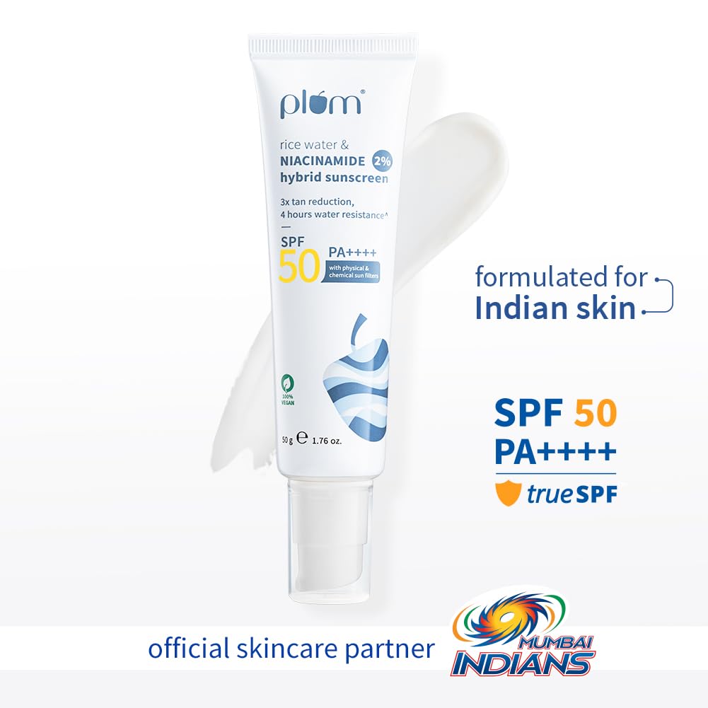 Plum SPF 50 PA++++ Sunscreen with 2% Niacinamide & Rice Water | 50g