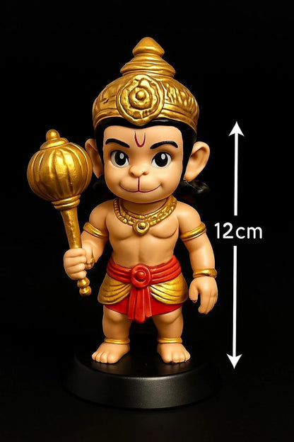 Cute Bal Hanuman Idol | Baby Hanuman Figurine with Gada | Decorative Dashboard, Car, Temple Showpiece | Devotional Gift for Home & Office (Lord_Hanuman_Idol)