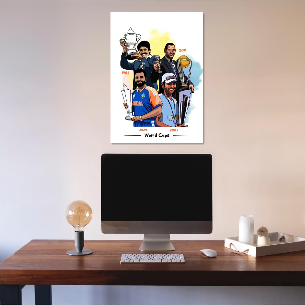 MS Dhoni Rohit Sharma KApil Dev Worldcup Winner Cricket Player, 12 x 18 Inch Unframed Poster For wall decoration home bedroom living room Paintings Hostel Boys Ideal For Cricket Fans