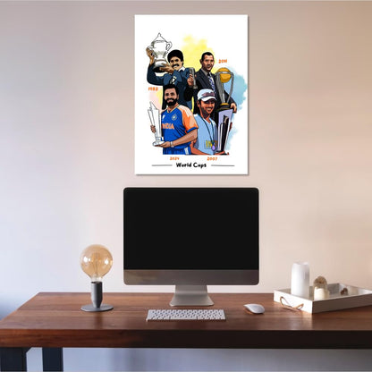 MS Dhoni Rohit Sharma KApil Dev Worldcup Winner Cricket Player, 12 x 18 Inch Unframed Poster For wall decoration home bedroom living room Paintings Hostel Boys Ideal For Cricket Fans