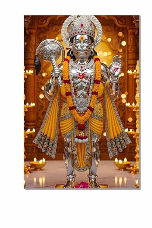 Hindu God Poster for Pooja Room and Home Temple 300 GSM Paper A3 Size, Self Adhesive Laminated Hanuman Ji Wall Decor Poster