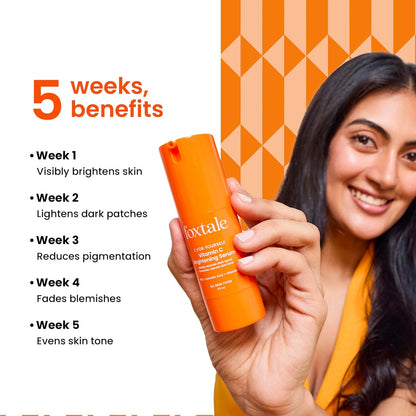 Foxtale 15% Vitamin C Face Serum for Glowing Skin | Purest Vitamin C (L-Ascorbic Acid) with Vitamin E  | All Skin Types | For Men & Women | 30 ml