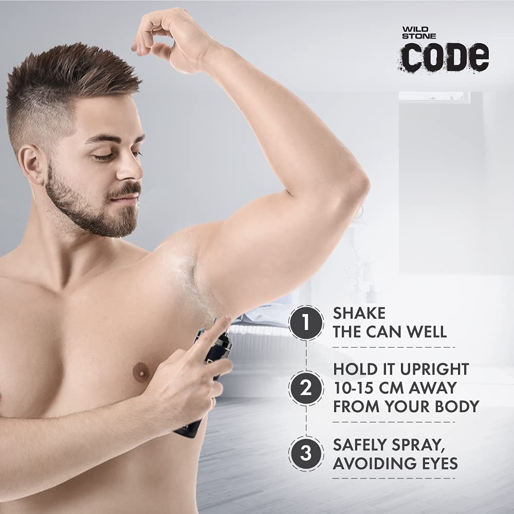 WILD STONE CODE Chrome Long Lasting No Gas Body Perfume For Men, 150Ml - Chrome, Spray