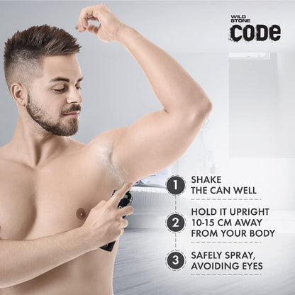 WILD STONE CODE Chrome Long Lasting No Gas Body Perfume For Men, 150Ml - Chrome, Spray