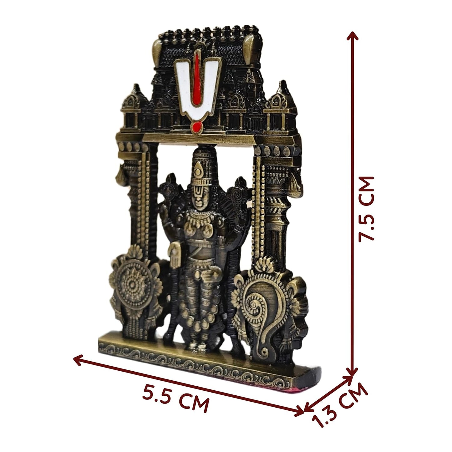 anciently Tirupati Balaji Idol for Car Dashboard | Venkateswara Idol for Car Dashboard Design 3, Metal, 1 Piece (Brass Colour)
