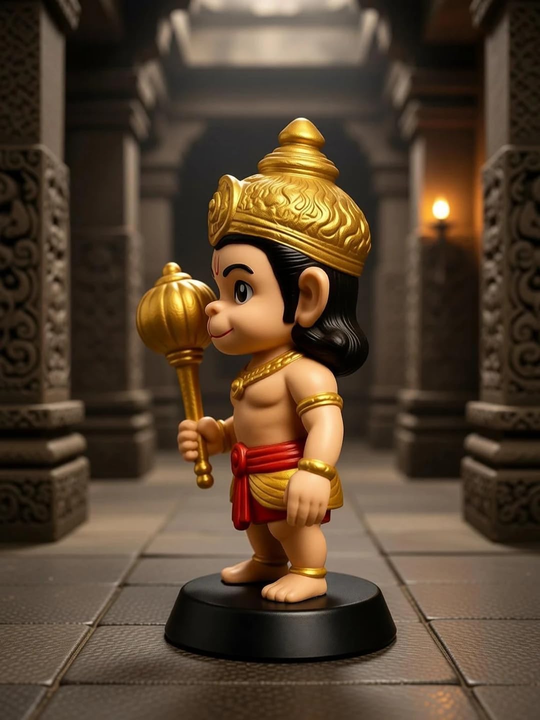 Cute Bal Hanuman Idol | Baby Hanuman Figurine with Gada | Decorative Dashboard, Car, Temple Showpiece | Devotional Gift for Home & Office (Lord_Hanuman_Idol)