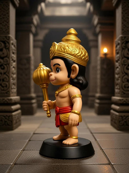 Cute Bal Hanuman Idol | Baby Hanuman Figurine with Gada | Decorative Dashboard, Car, Temple Showpiece | Devotional Gift for Home & Office (Lord_Hanuman_Idol)
