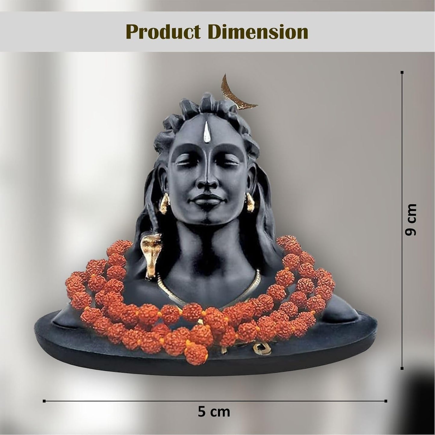 3 Inch Adiyogi Statue with Rudraksh Mala/Resin Car Dashboard Idols/Lord Shiva for Pooja/Mahadev Statues/Decorative Items for Home/Office(Black)