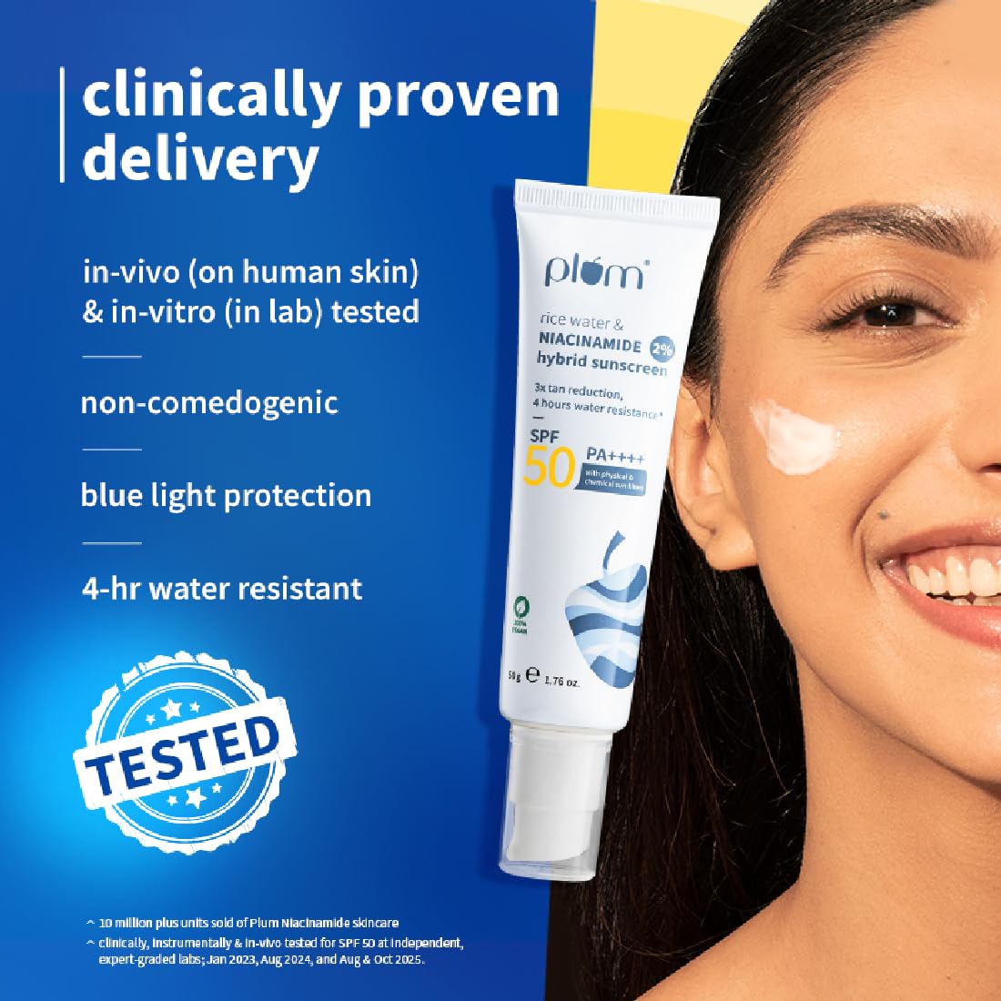 Plum SPF 50 PA++++ Sunscreen with 2% Niacinamide & Rice Water | 50g