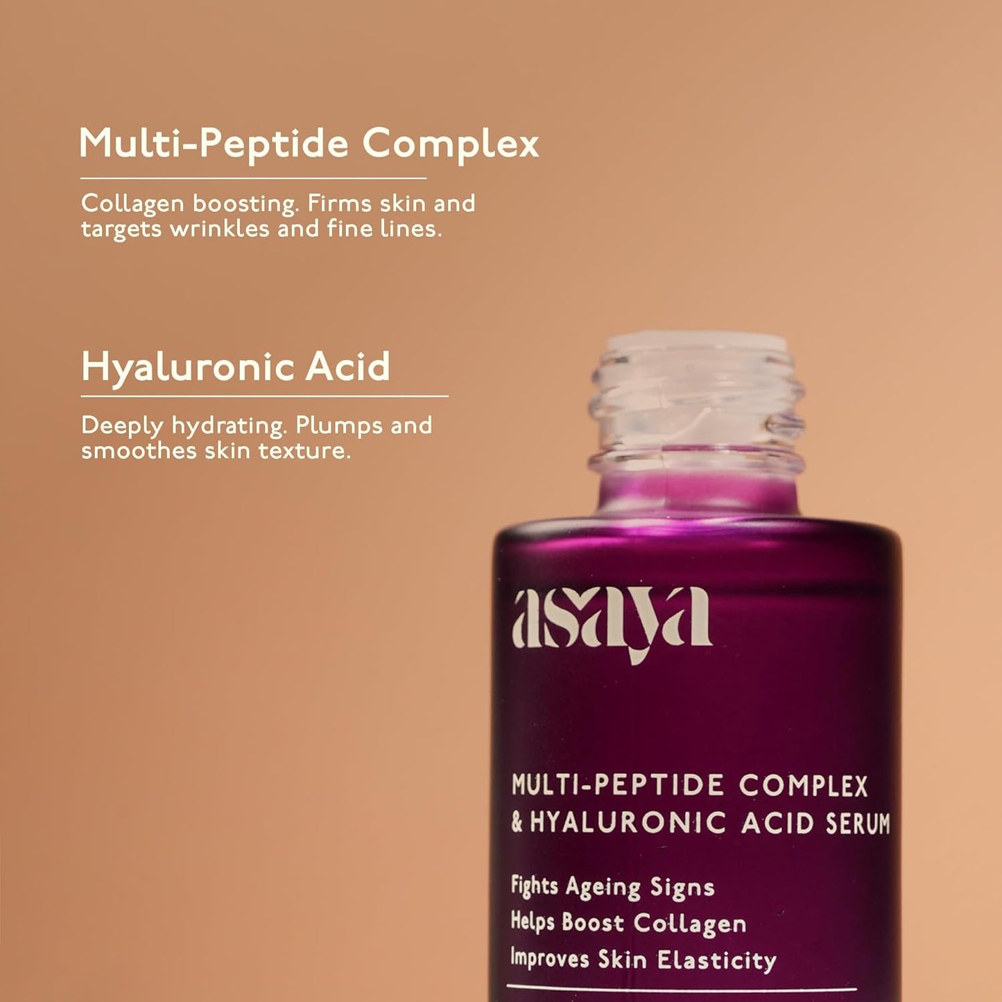 Asaya Multi Peptide Day/Night Face Serum with Hyaluronic Acid | Anti-Aging Serum | 5% Tripeptide Complex | Oily, Dry & Sensitive Skin - 30ml
