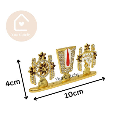 Balaji Tirupati Lord Venkateswara shanku Chakra Namah Stone Car Dashboard Idol with Hand Made Crystal Stones Hindu God Srinivasa.(Blessings on The Go) (Thirupathi Balaji Stone 11)