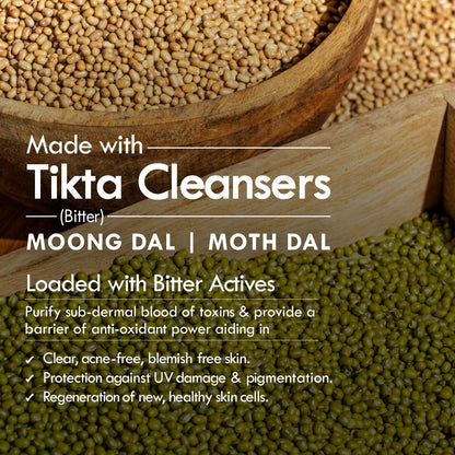 Nat Habit Masoor Dal Face Wash, Fresh Daily Tikta For Men & Women, Skin Brightening, With Masoor & Moth Dal, Suitable For All Skin Types, Chemical & Sulphate Free - 100g