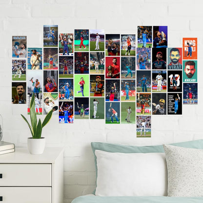 Virat Kohli Posters Wall Collage Kit– 45 Mini Posters (4x6 Inch) With Motivational Quotes | For Room Wall Decoration, Living Room Bedroom Boys Gift Fan| Unframed Wall Decor Covers 30x36 Inch Area