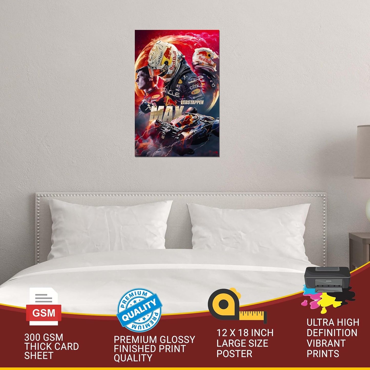 Roostaflag F1 Posters for Wall Max Verstappen A3 | Max Verstappen Posters for Wall | F1 Stickers Wall Aesthetic | Big Formula 1 Poster for Room Decor | Max Verstappen Car Wall Poster for Bedroom