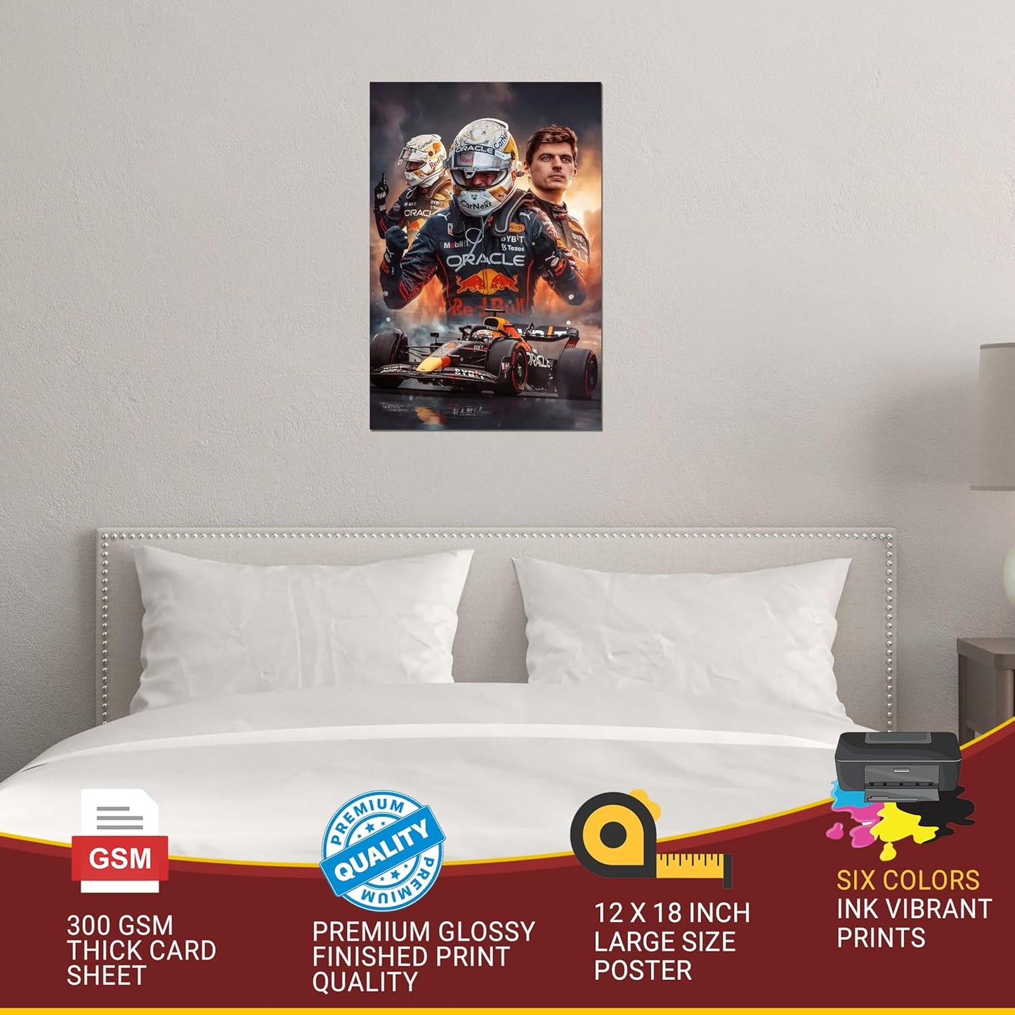 Max Verstappen Posters For Wall | Max Verstappen Sticker | F1 Stickers Max Verstappen | Max Verstappen Wall Poster For Living Room, Bedroom, Home Decoration | Formula 1 Car Sports Poster