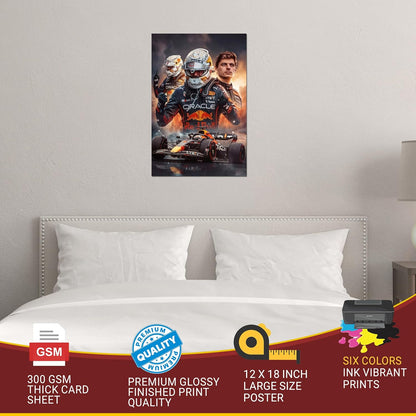 Max Verstappen Posters For Wall | Max Verstappen Sticker | F1 Stickers Max Verstappen | Max Verstappen Wall Poster For Living Room, Bedroom, Home Decoration | Formula 1 Car Sports Poster