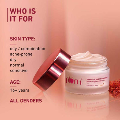 Plum Saffron & Kumkumadi Oil SPF 35 Daily Glow Bright Moisturizing Cream 50g | UVA/UVB Protection | All Skin Types | Women & Men