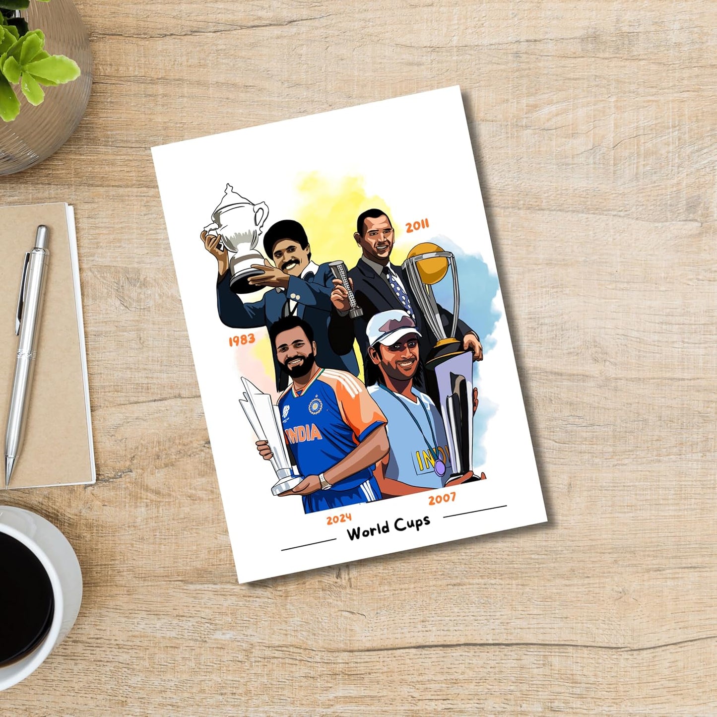 MS Dhoni Rohit Sharma KApil Dev Worldcup Winner Cricket Player, 12 x 18 Inch Unframed Poster For wall decoration home bedroom living room Paintings Hostel Boys Ideal For Cricket Fans