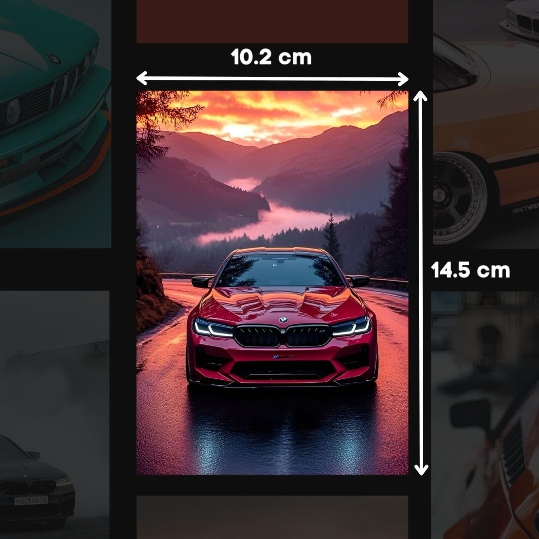auraposter Paper BMW Car Posters (Set Of 40) Car Posters BMW M2, M3, M4, M5, M6 & M8 | (15 x10 cm) Sportscar Unframed Matt Laminated Poster