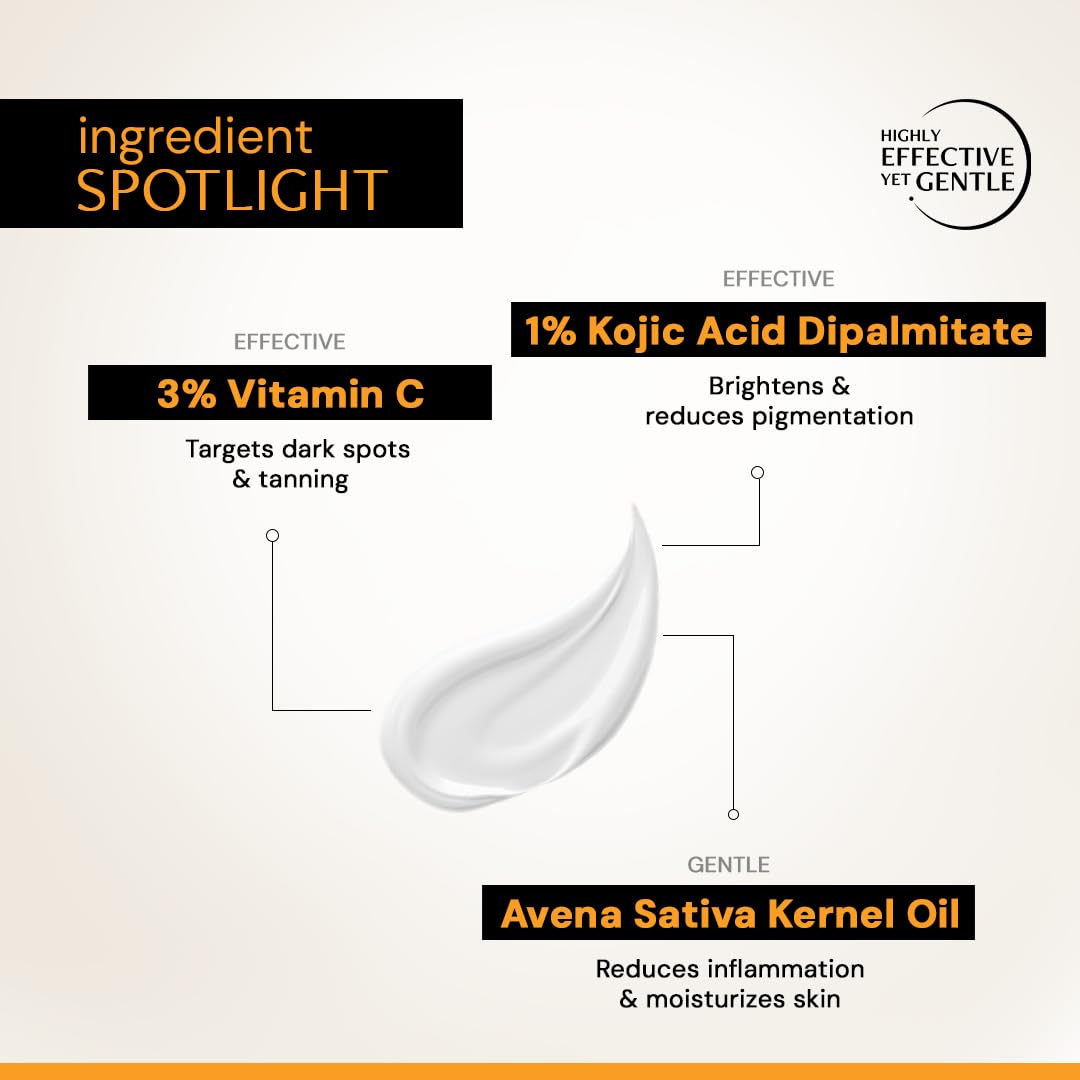 Deconstruct Vitamin C Brightening Face Moisturizer | 3% Vitamin C + 1% Kojic Acid + 5% Niacinamide | Reduces Dark Spots & Evens Skin Tone | Brightens, Hydrates & Strengthens Skin Barrier – 50g