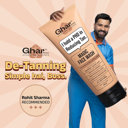 Ghar Soaps Magic De-Tan Face wash With Saffron & Glutathione 100ml | Tan Removal, Brightening and Glowing Skin I For Men & Women (Pack of 1)