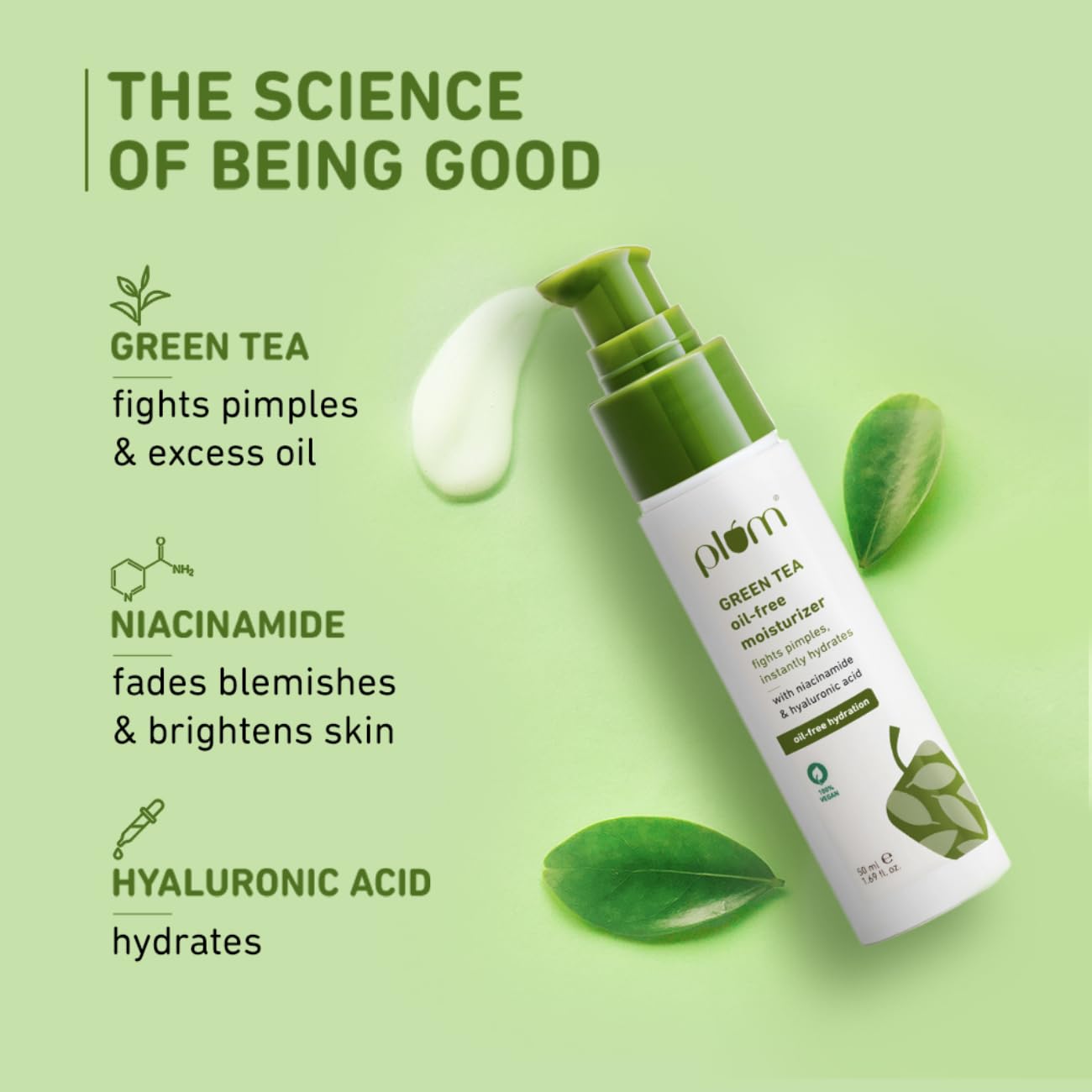 Plum Green Tea Oil-Free Face Moisturizer | With Niacinamide & Hyaluronic Acid | Fights Pimples & Hydrates | 50ml