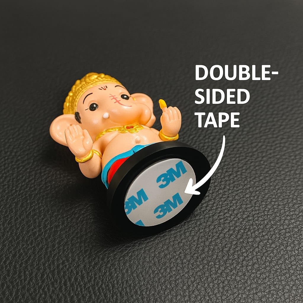 Cute Lord Ganesha God Idol for Car Dashboard | Ganpati Bappa Murti with Modak & Mooshak | Decorative Ganesh Ji Showpiece for Home, Office, Gift Purpose | 10cm Height (Red-Orange)