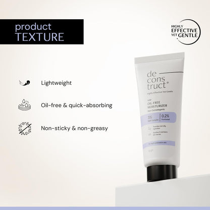 Deconstruct Oil-Free Moisturizer | Non Sticky, Lightweight, Non-Comedogenic & Fast-Absorbing | Tested for 72H Hydration | For Oily, Acne-Prone & Sensitive Skin | 50g