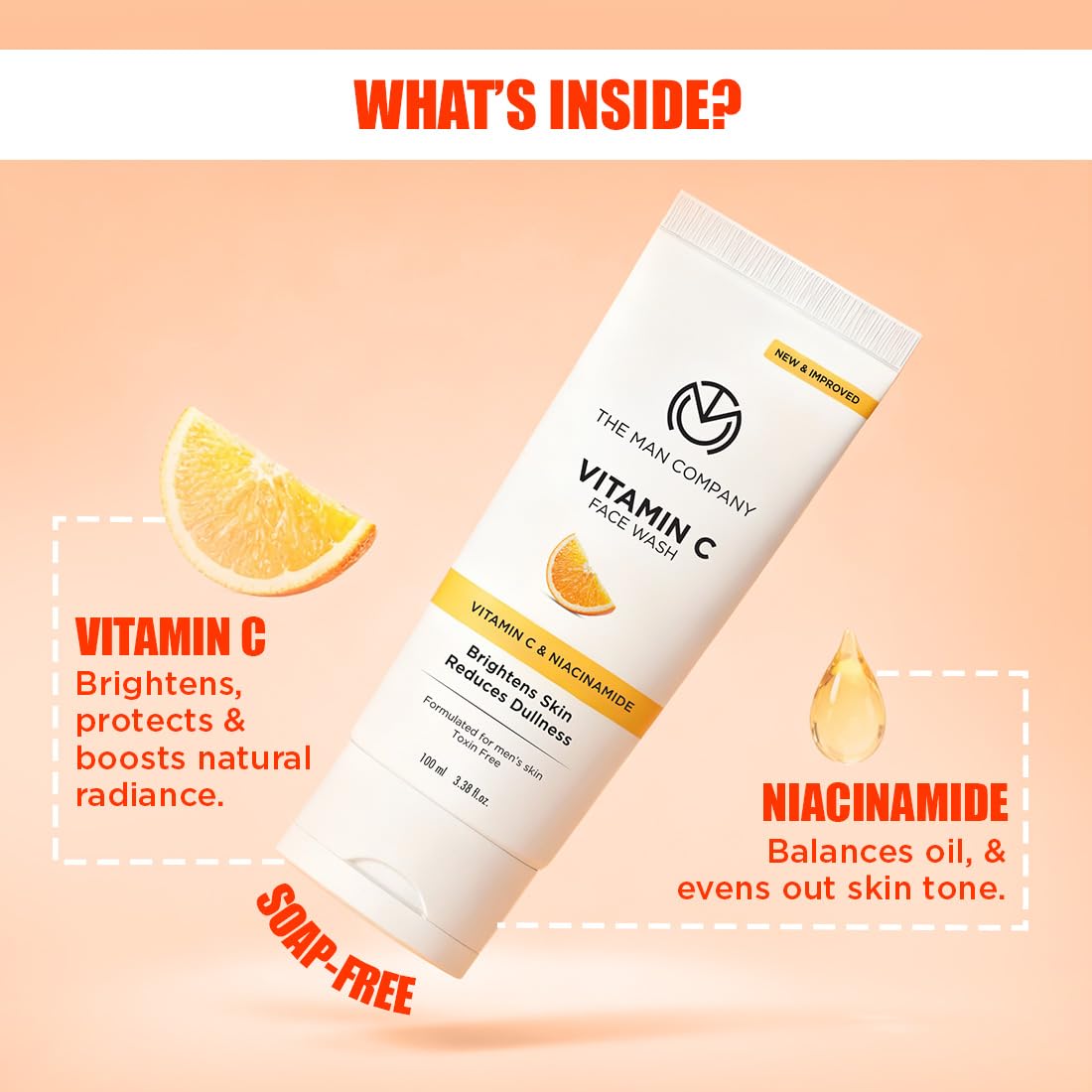 The Man Company Vitamin C Face Wash For Man | Vitamin C & Niacinamide | Suitable For Oily, Dry & Sensitive Skin 100ml