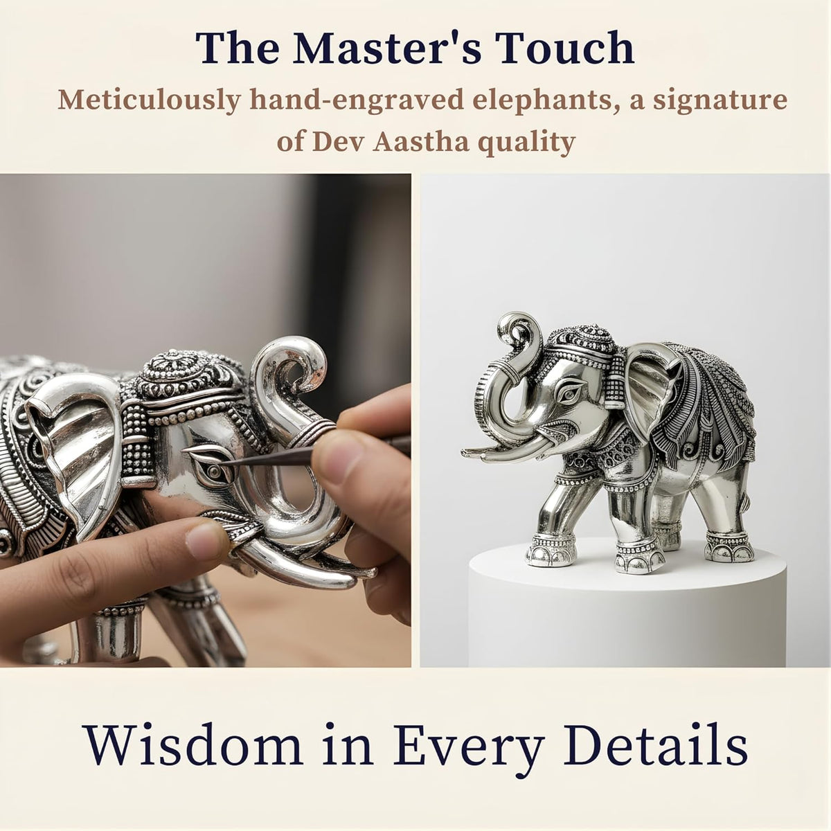 999 Pure Silver Plated Elephant Idol Pack of 2 | 2 Inch Vastu & Good Luck Showpiece for Home Decor, Mandir & Pooja Room | Auspicious Gifting Choice