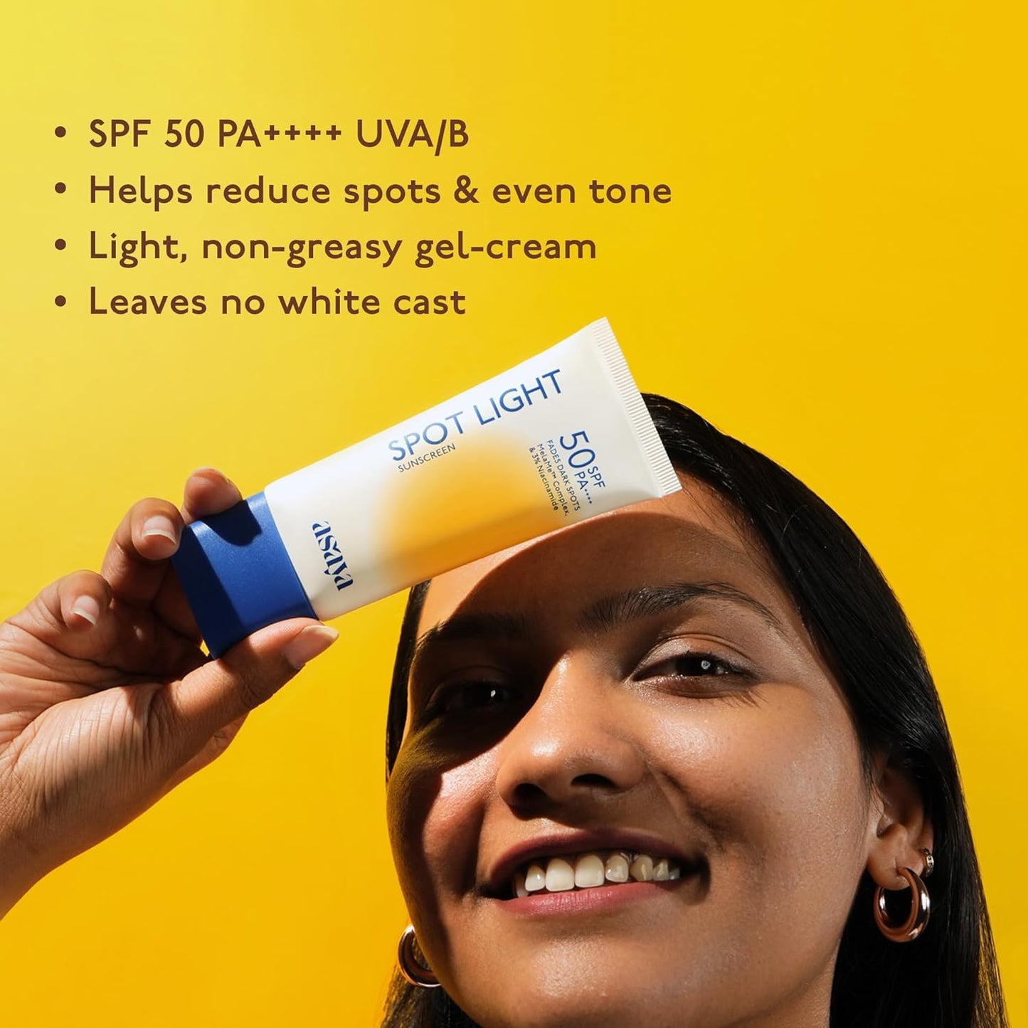 ASAYA Spot Light Depigmenting Sunscreen SPF 50 PA++++ | In-VIVO Tested | Niacinamide + Licorice Extract | Daily Sunscreen For All Skin Types | 50 g
