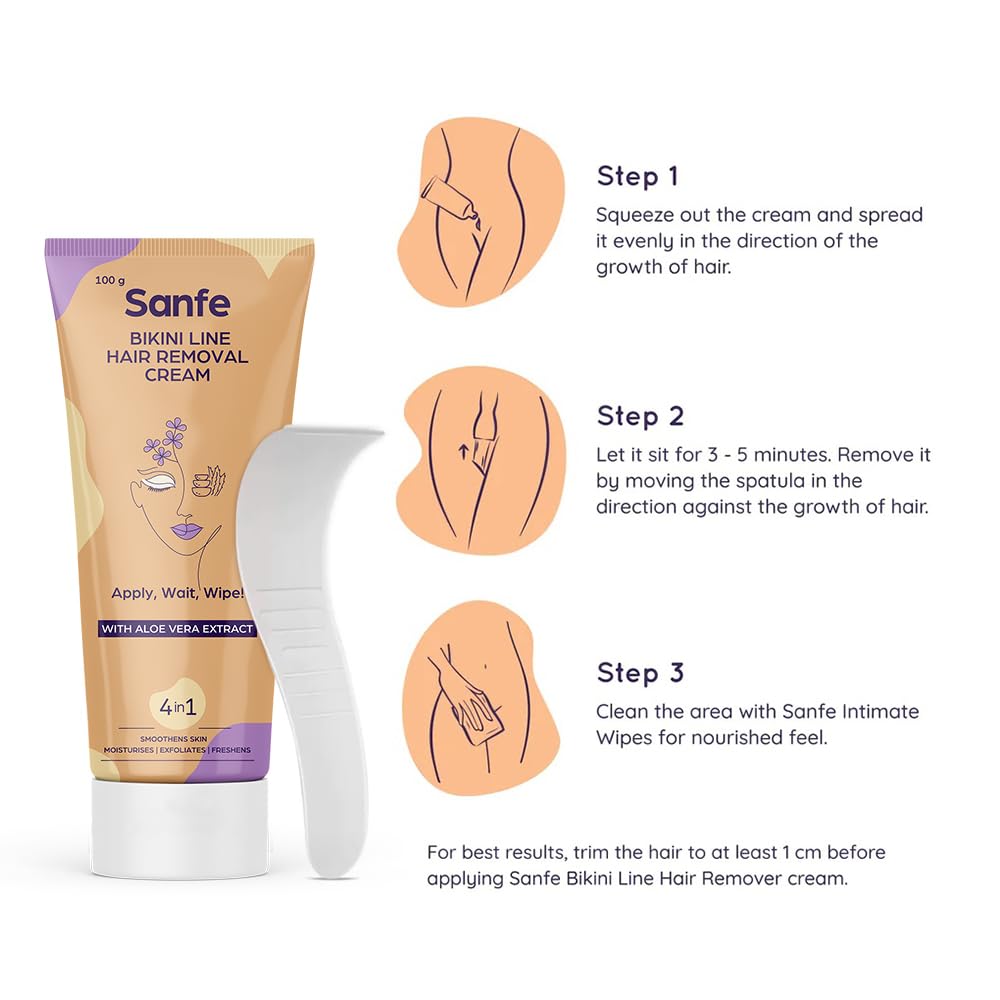 Sanfe Hair Removal Gel - 100ml with Aloe Vera & Coconut Extracts (Hair removal Cream 100 gm)
