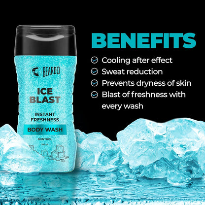 Beardo Ice Blast Body Wash For Men 200ml | Refreshing Menthol Cooling Instant Icy Cool Freshness Body Wash | For Skin Dryness
