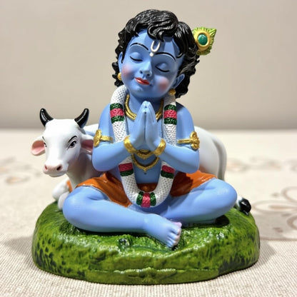 Krishna Idol for Car Dashboard | Lord Krishna Murti | Krishna Statue Idol for Car, Office Desk, Pooja, Temple, Decoration,Festivals (Blue Colour)