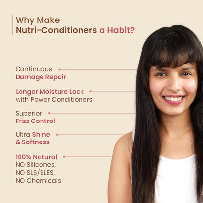 Nat Habit Hibiscus Navdha Shampoo & Conditioner Combo with Reetha, Amla & Castor for Women & Men Dry & Frizzy Hair | Hair Growth & Hair Fall, 72 Hr Frizz Control, Long & Shiny Hair | Sulphate-Free