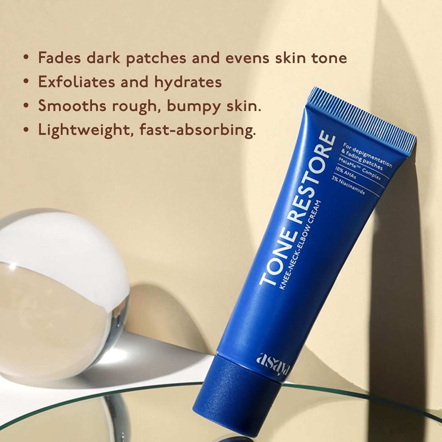 Asaya Tone Restore | Advanced Pigmentation Cream with MelaMe™ Complex | Anti-Pigmentation Cream for Women & Men for Dark Neck, Knees & Elbows | 50 g