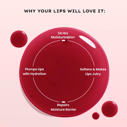 Hyphen Tinted Lip Balm | Brightens & Reduces Dark Lips & Pigmentation | 1% Vitamin E, Peptide & 2% Squalane | Jelly Glaze (Red Shade)- 10g