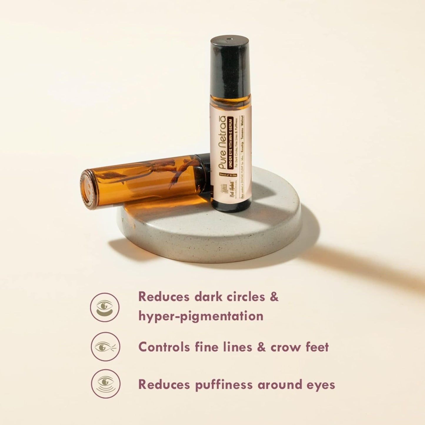 Nat Habit Under Eye Serum for Dark Circles, Puffiness & Wrinkles | Extreme Dark Circles Removal | 100% Non-Irritating & Soothing | Under Eye Serum for Women & Men | 9.2ml
