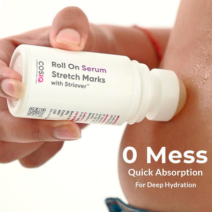 Cos-IQ Stretch Marks Removal Roll-On Serum with Striover | Scar Removal | Uneven Skin Tone | All Skin Types | 40ml