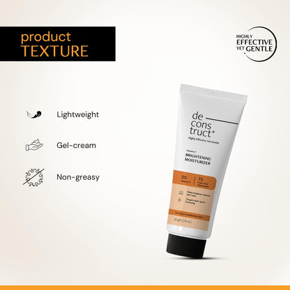 Deconstruct Vitamin C Brightening Face Moisturizer | 3% Vitamin C + 1% Kojic Acid + 5% Niacinamide | Reduces Dark Spots & Evens Skin Tone | Brightens, Hydrates & Strengthens Skin Barrier – 50g