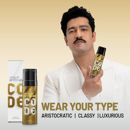 Wild Stone CODE Gold Body Perfume for Men | No Gas Deodorant | Long Lasting Body Spray (150ml)