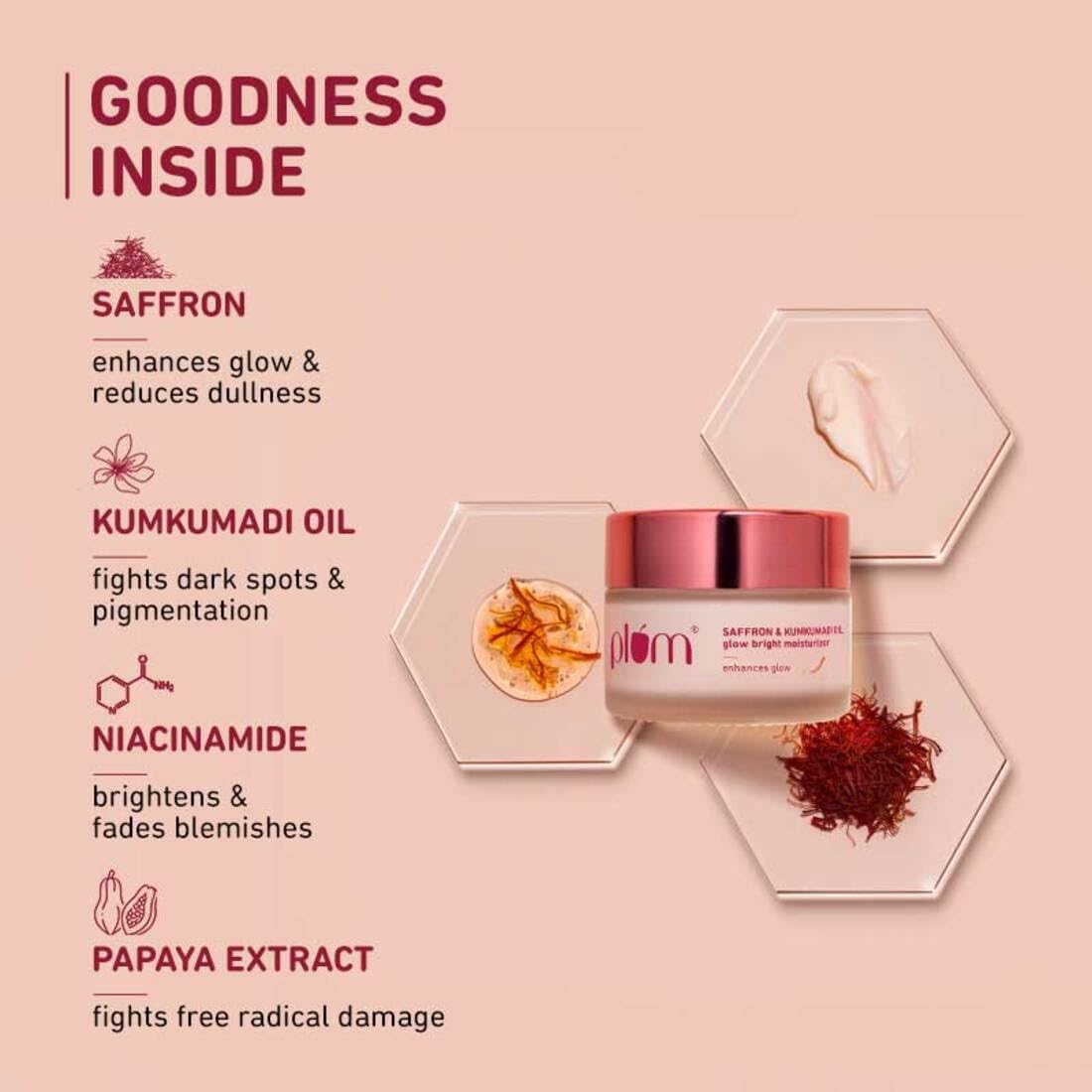 Plum Saffron & Kumkumadi Oil SPF 35 Daily Glow Bright Moisturizing Cream 50g | UVA/UVB Protection | All Skin Types | Women & Men