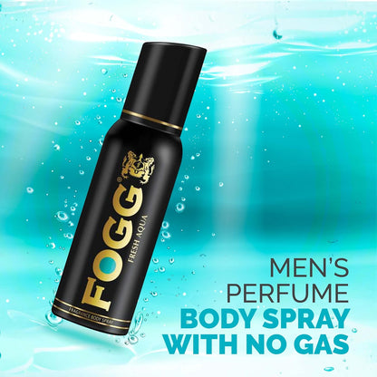 Fogg Fresh Aqua Premium No Gas Deodorant for Men, Long-Lasting Perfume Body Spray, 120 ml