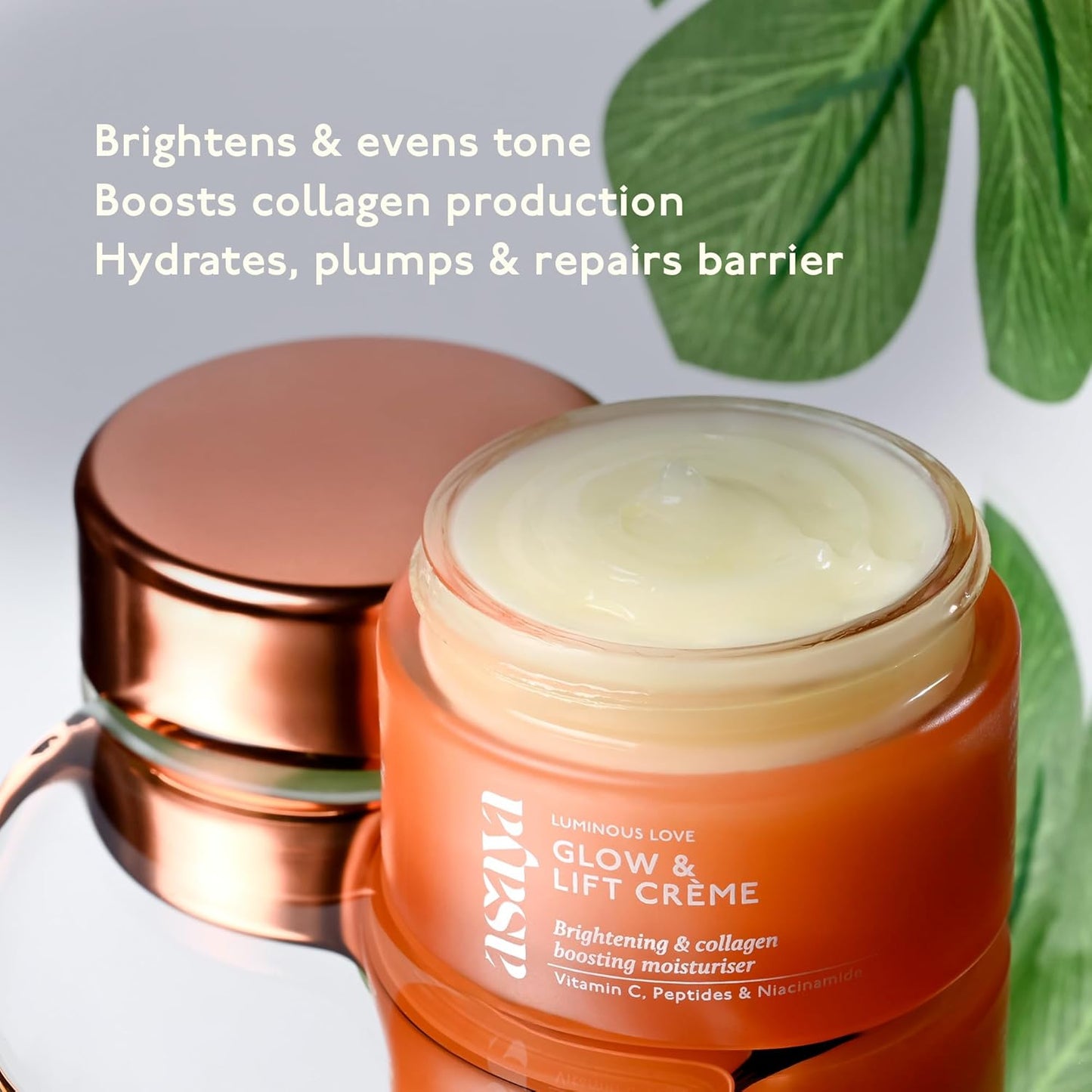 Asaya Vitamin C Moisturizer | Hydrating & Brightening Face Cream | With Niacinamide, Peptides & Hyaluronic Acid | 50g
