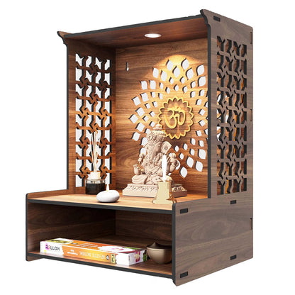 Rellon Industries Temple for Home, Mandir for Home for Pooja Mandir for Home Beautiful Wooden Temple for Home Pooja Stand for Home and Office with LED Spot Light mandir (A4)