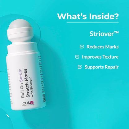 Cos-IQ Stretch Marks Removal Roll-On Serum with Striover | Scar Removal | Uneven Skin Tone | All Skin Types | 40ml